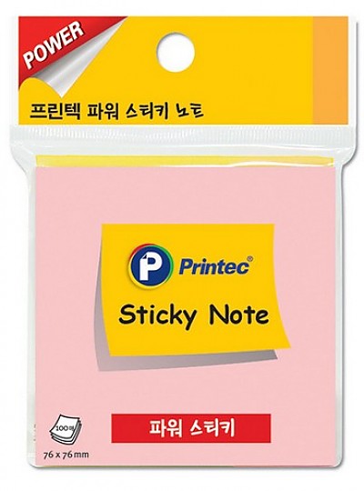 파워스티키노트/S7676P/핑크/76x76mm/100매/프린텍