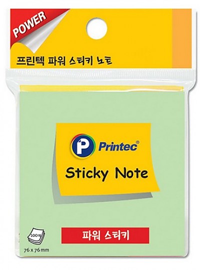 파워스티키노트/S7676G/연두/76x76mm/100매/프린텍