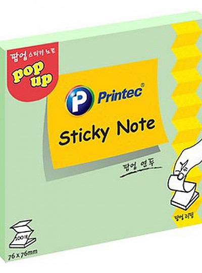 스티키노트팝업리필/P7676G/그린/76x76/100매/프린텍