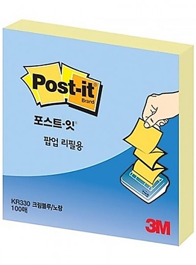 3M 포스트잇 팝업리필용 KR-330 (크림블루/노랑)