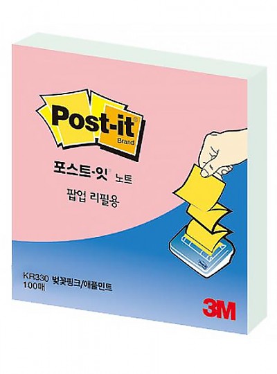 3M 포스트잇 팝업리필용 KR-330 (벚꽃핑크/애플민트)