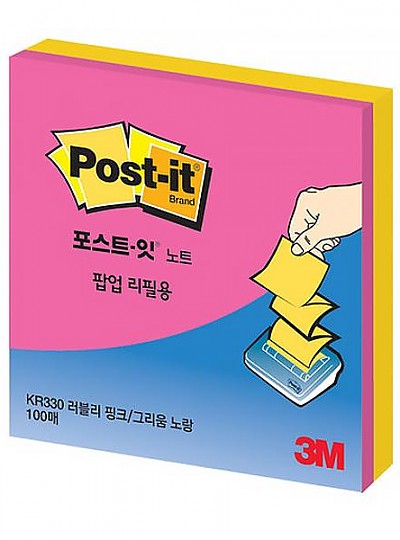 포스트잇 팝업리필 KR-330(핫핑크/새싹그린)