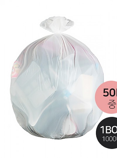 배접비닐봉투 백색 50L중*1000매/Box