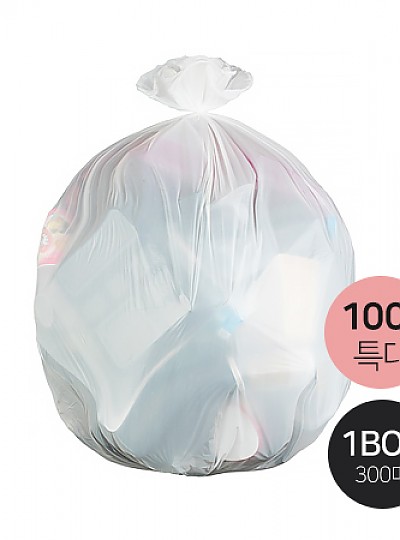 배접비닐봉투 백색 100L특대*300매/Box